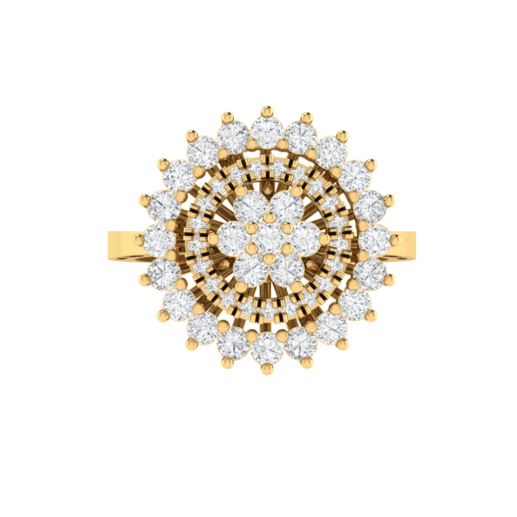 Diamtrendz 925 sterling silver yellow gold plated cubic zirconia halo ring