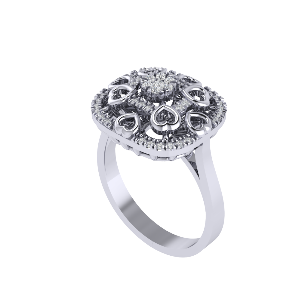 Diamtrendz 925 sterling silver white gold plated cubic zirconia ring