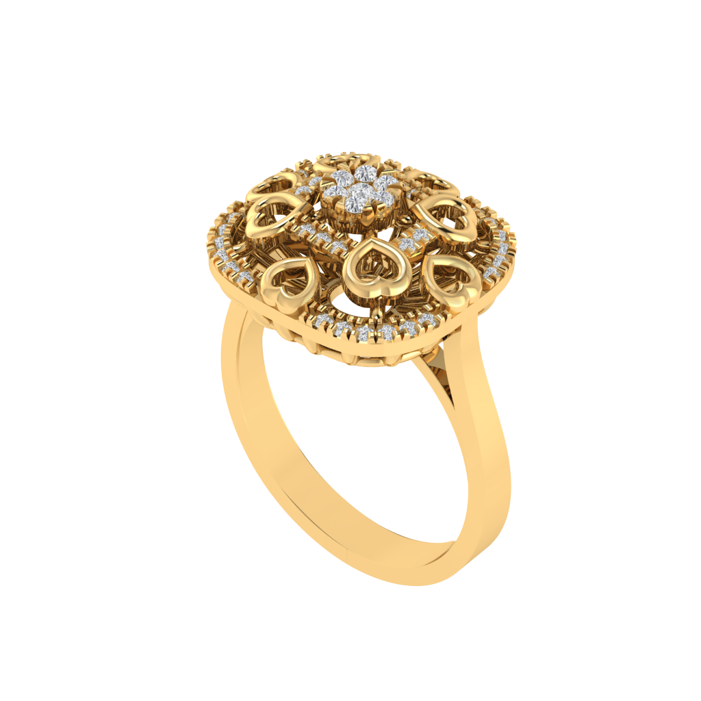 Diamtrendz 925 sterling silver yellow gold plated cubic zirconia ring