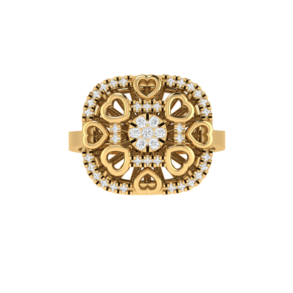 Diamtrendz 925 sterling silver yellow gold plated cubic zirconia ring