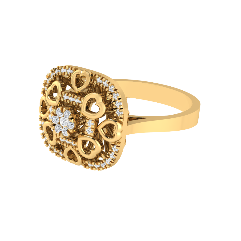 Diamtrendz 925 sterling silver yellow gold plated cubic zirconia ring