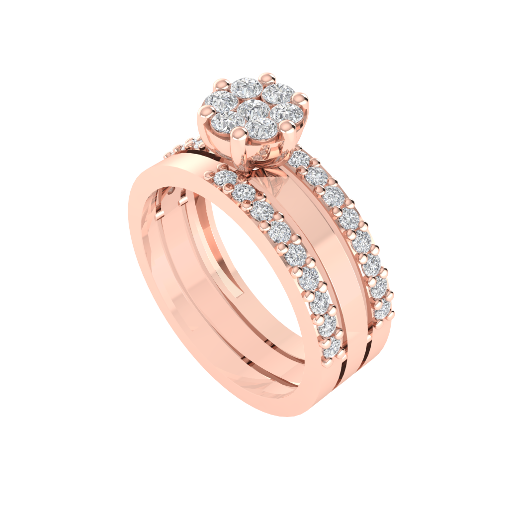 Diamtrendz 925 sterling silver rose gold plated cubic zirconia solitaire ring