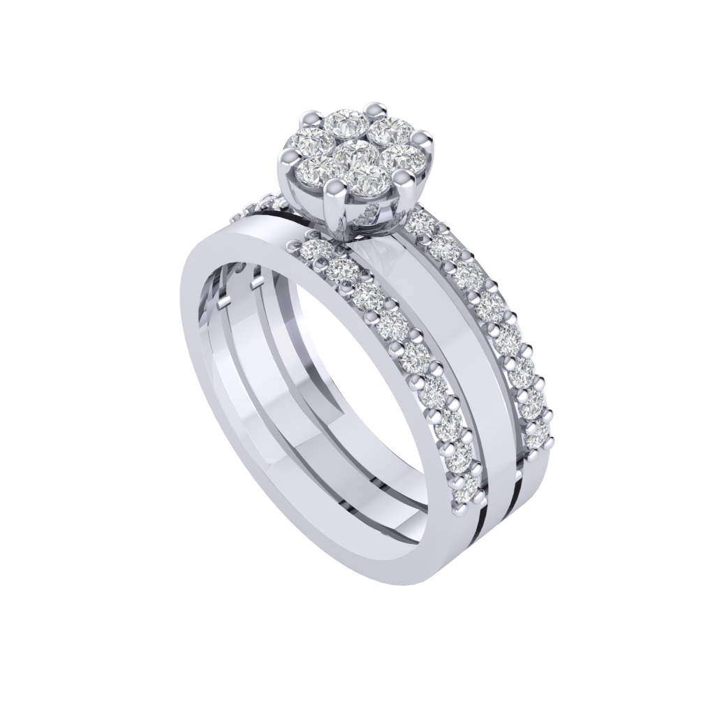 Diamtrendz 925 sterling silver white gold plated cubic zirconia solitaire ring