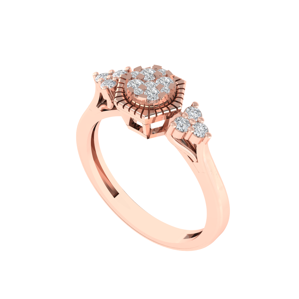 Diamtrendz 925 sterling silver rose gold plated cubic zirconia ring