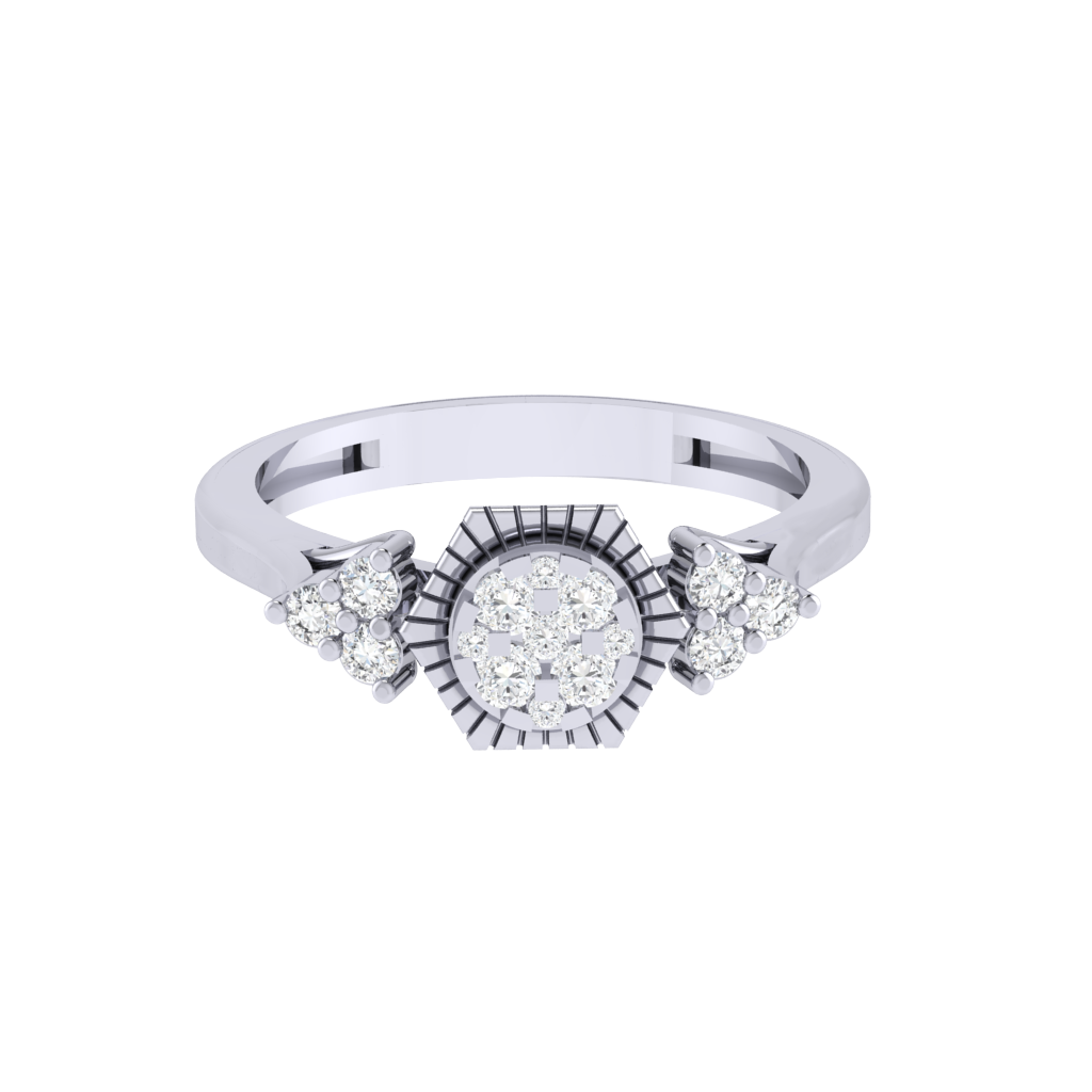 Diamtrendz 925 sterling silver white gold plated cubic zirconia ring