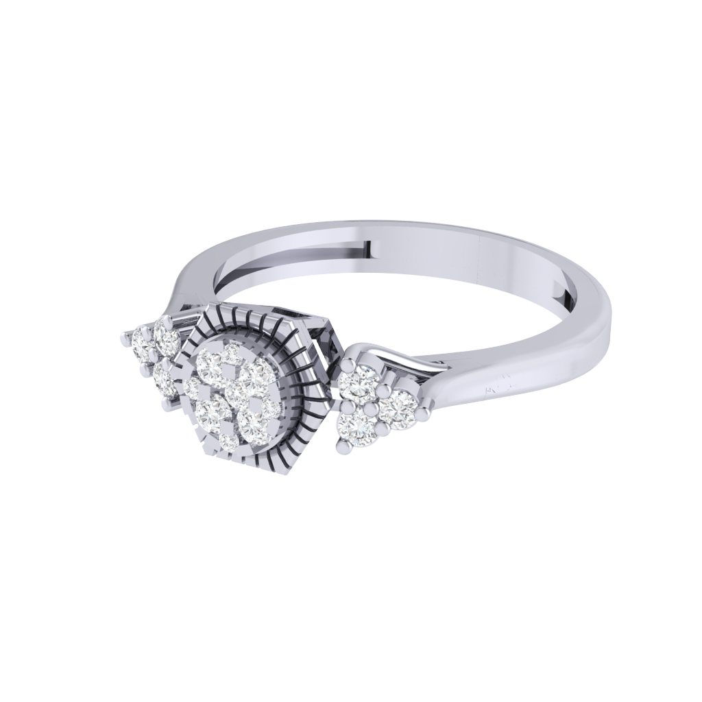 Diamtrendz 925 sterling silver white gold plated cubic zirconia ring