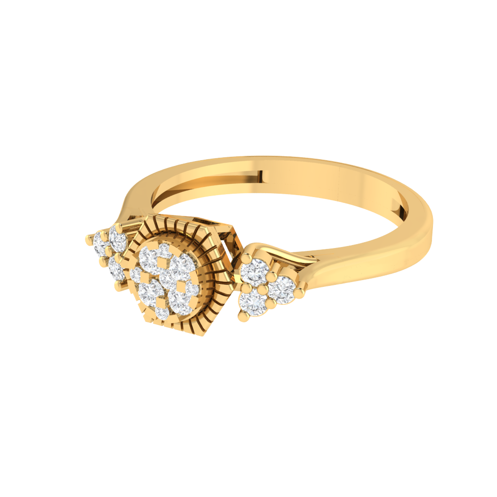 Diamtrendz 925 sterling silver yellow gold plated cubic zirconia ring