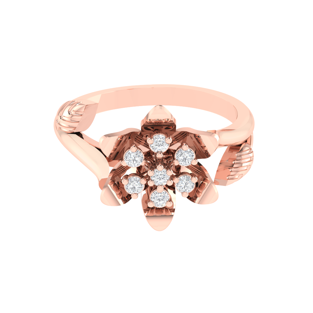 Diamtrendz 925 sterling silver rose gold plated cubic zirconia floral ring