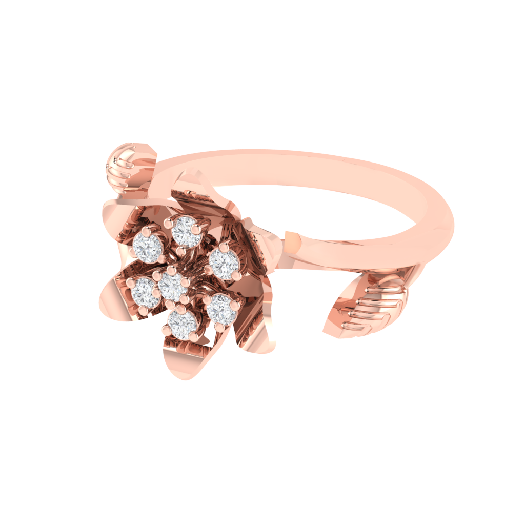 Diamtrendz 925 sterling silver rose gold plated cubic zirconia floral ring