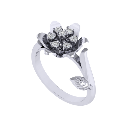 Diamtrendz 925 sterling silver white gold plated cubic zirconia floral ring