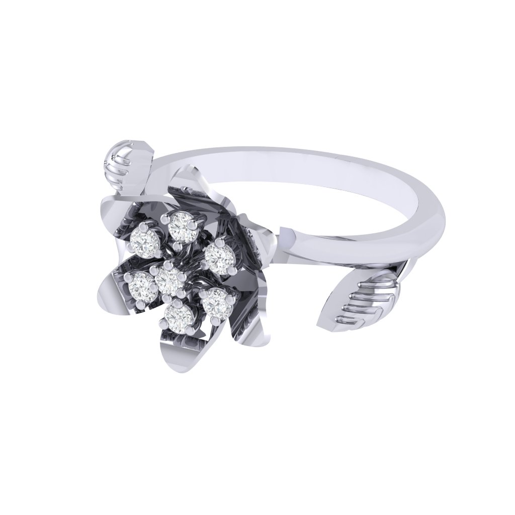 Diamtrendz 925 sterling silver white gold plated cubic zirconia floral ring