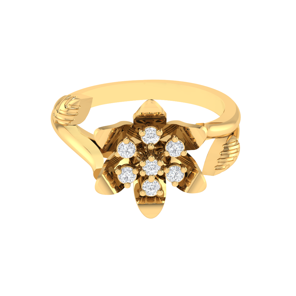 Diamtrendz 925 sterling silver yellow gold plated cubic zirconia floral ring