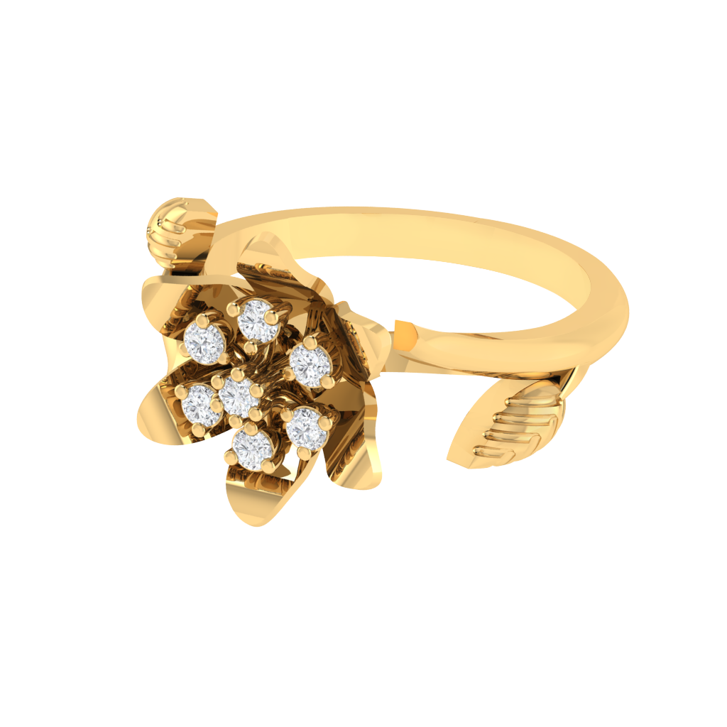Diamtrendz 925 sterling silver yellow gold plated cubic zirconia floral ring