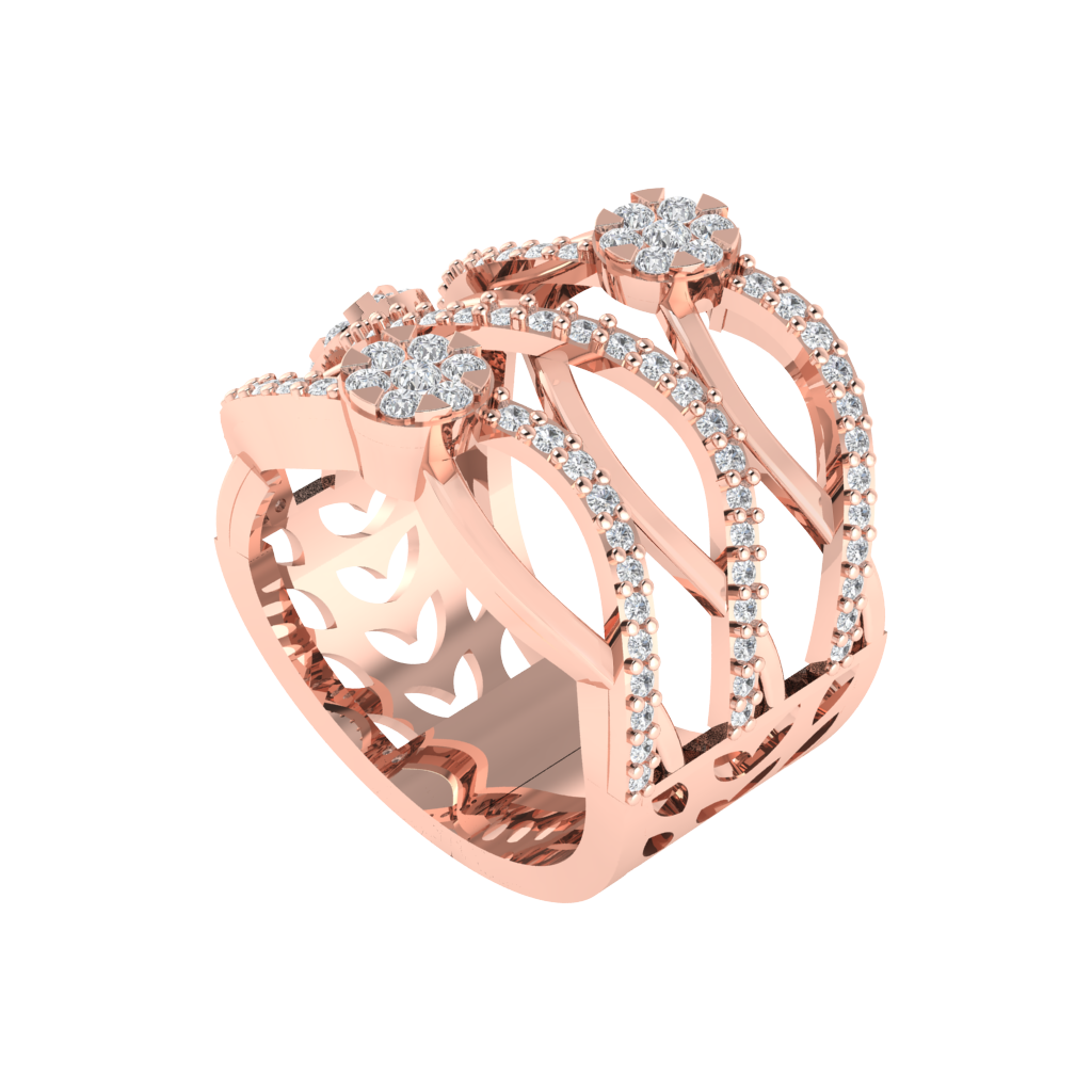 Diamtrendz 925 sterling silver rose gold plated cubic zirconia ring