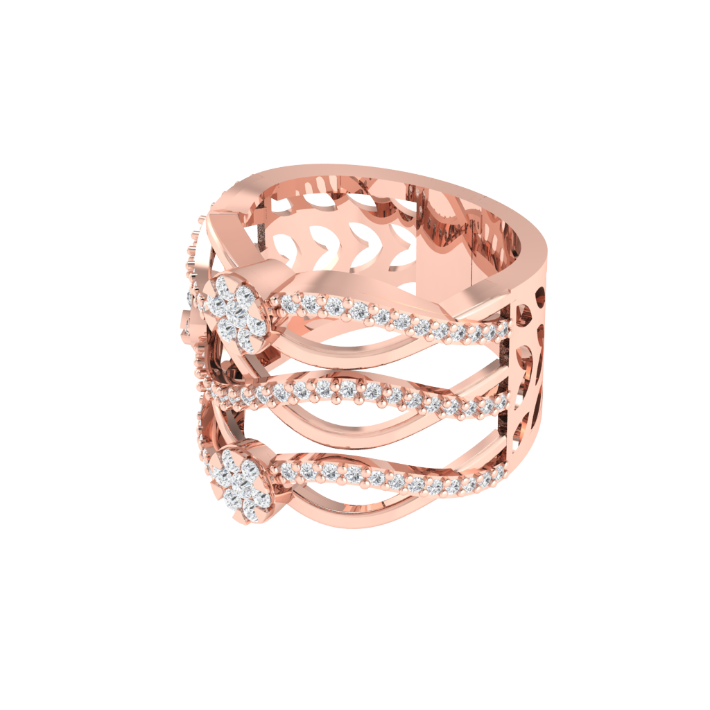 Diamtrendz 925 sterling silver rose gold plated cubic zirconia ring