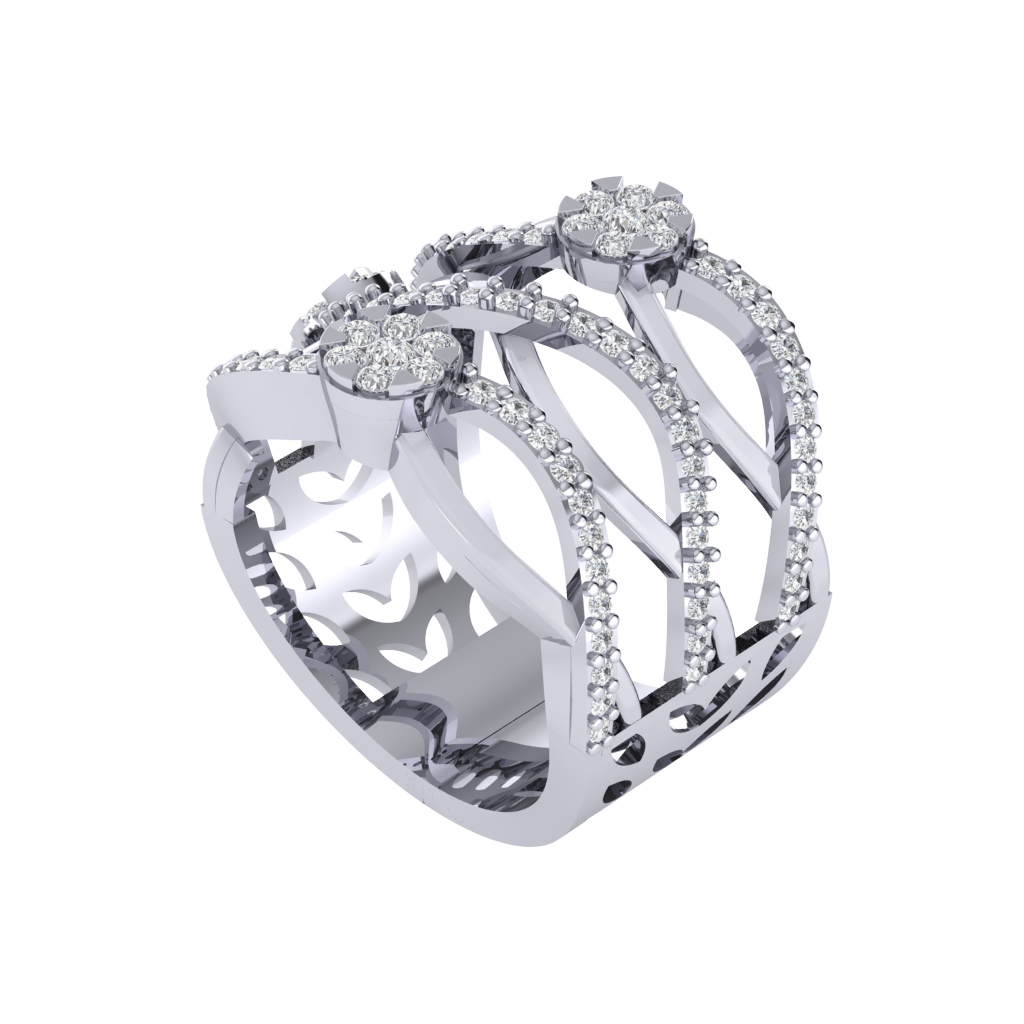 Diamtrendz 925 sterling silver white gold plated cubic zirconia ring