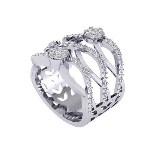 Diamtrendz 925 sterling silver white gold plated cubic zirconia ring