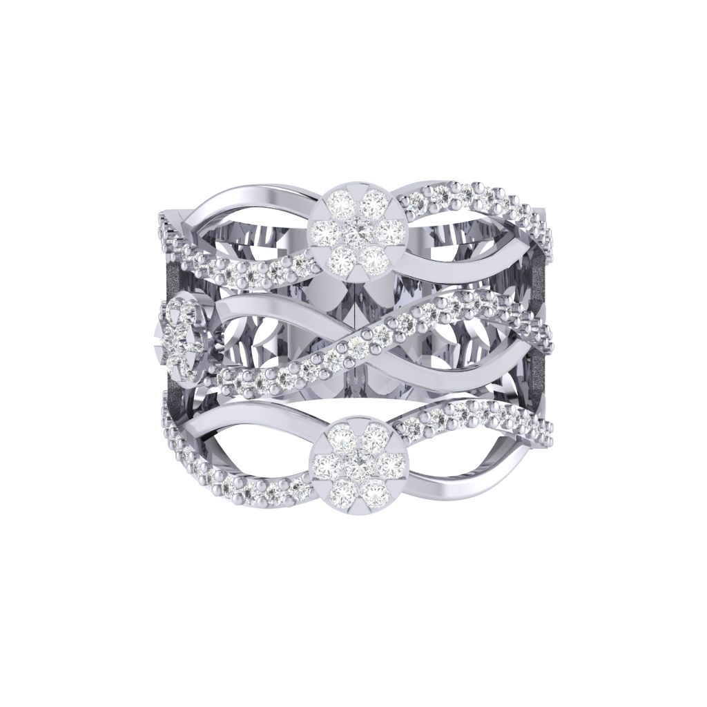 Diamtrendz 925 sterling silver white gold plated cubic zirconia ring