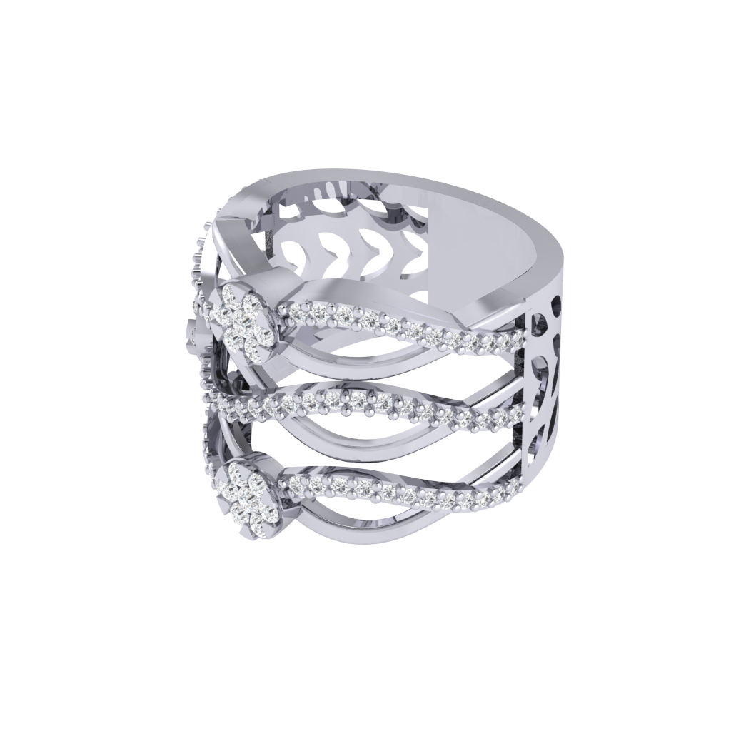 Diamtrendz 925 sterling silver white gold plated cubic zirconia ring