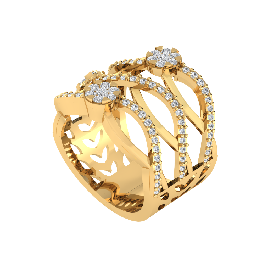Diamtrendz 925 sterling silver yellow gold plated cubic zirconia ring