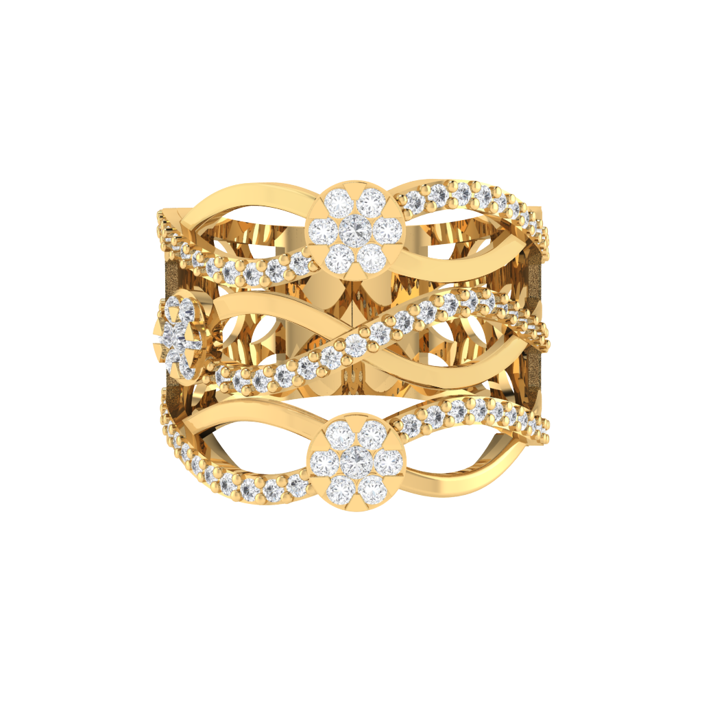 Diamtrendz 925 sterling silver yellow gold plated cubic zirconia ring