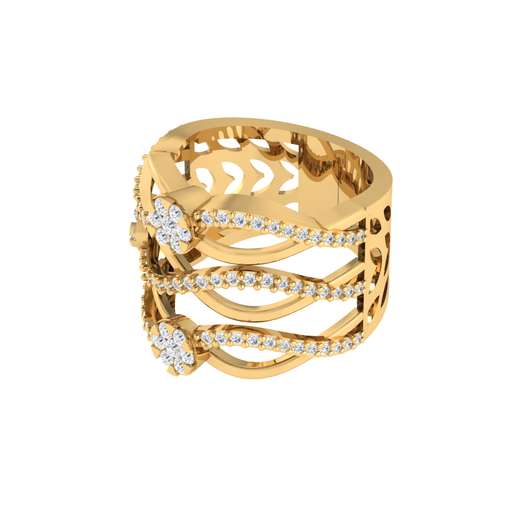 Diamtrendz 925 sterling silver yellow gold plated cubic zirconia ring