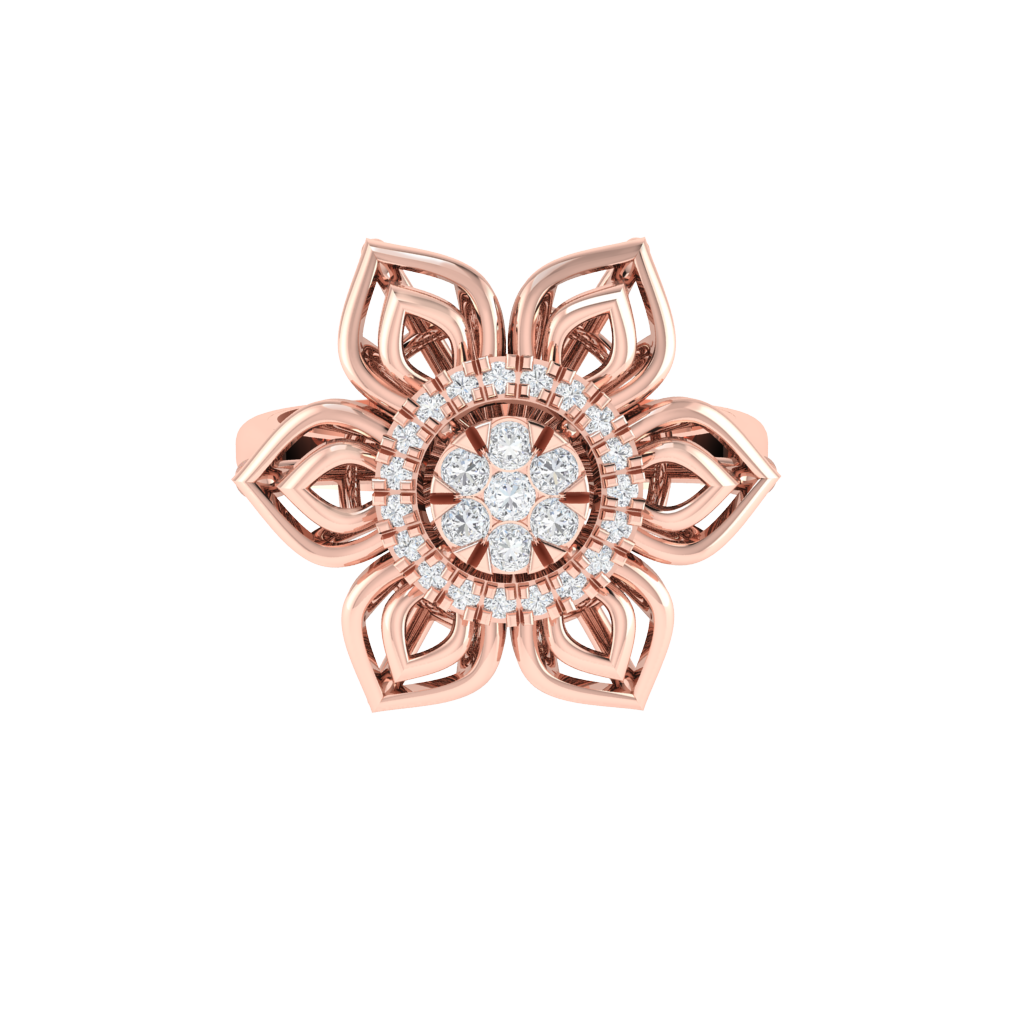 Diamtrendz 925 sterling silver rose gold plated cubic zirconia floral ring