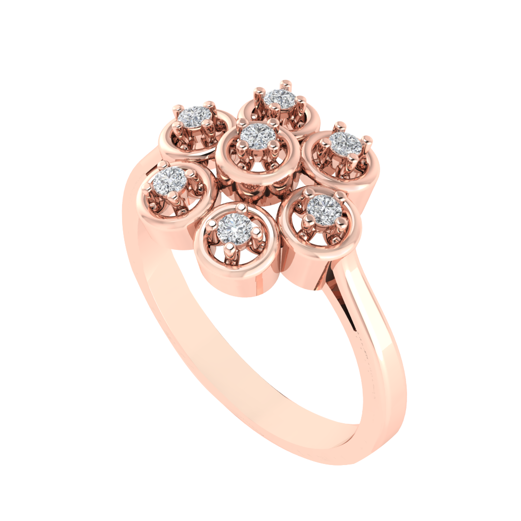 Diamtrendz 925 sterling silver rose gold plated cubic zirconia floral ring