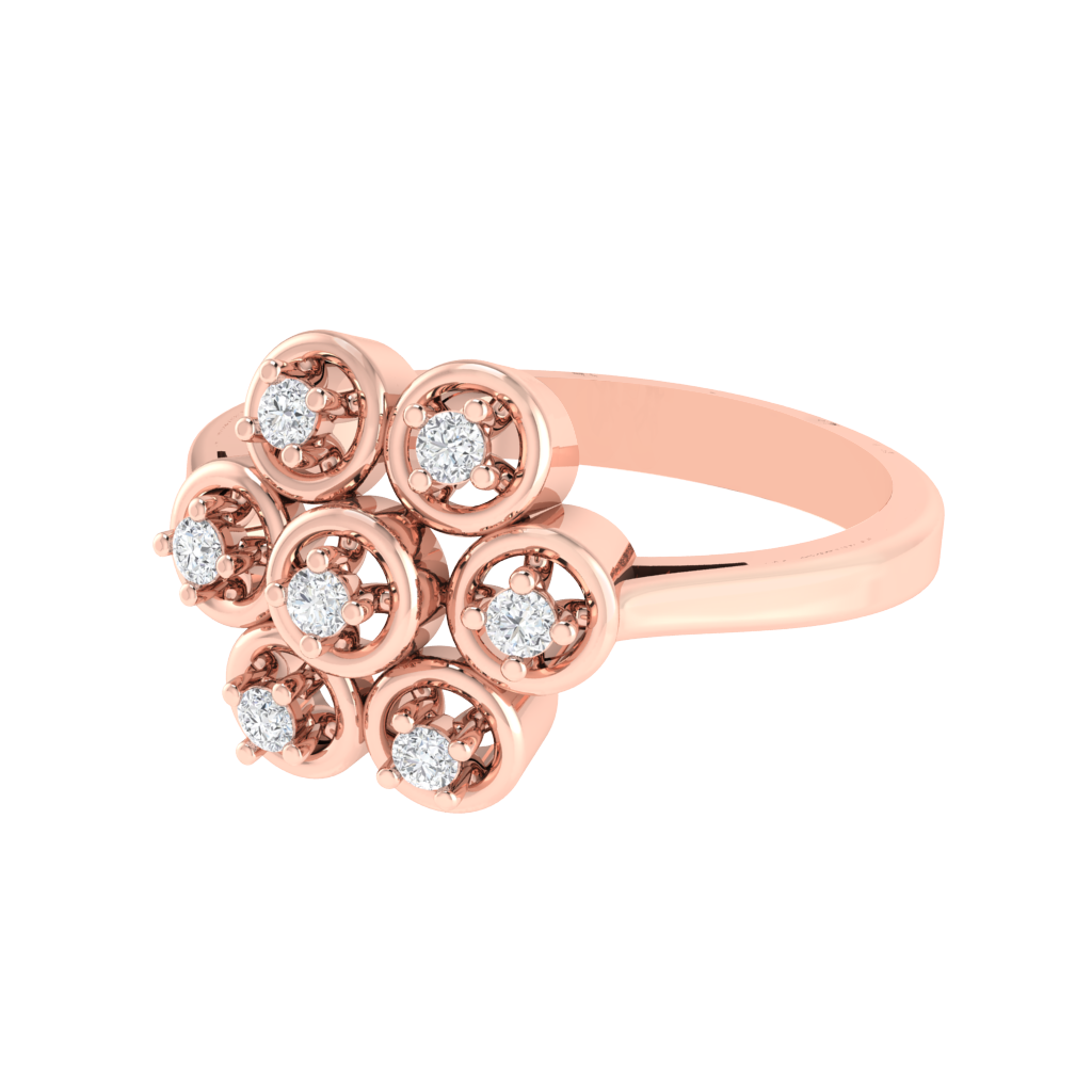 Diamtrendz 925 sterling silver rose gold plated cubic zirconia floral ring