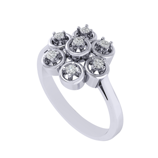 Diamtrendz 925 sterling silver white gold plated cubic zirconia floral ring