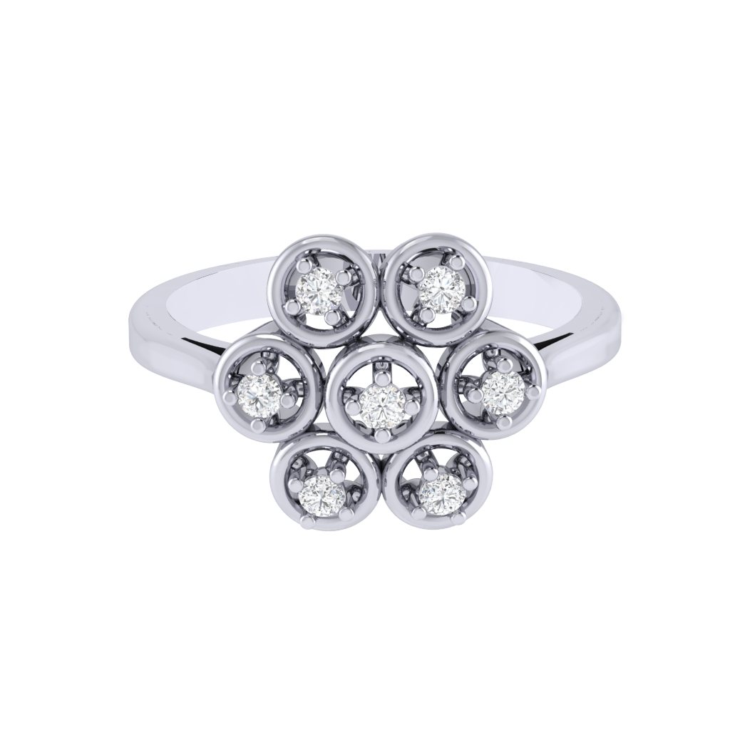 Diamtrendz 925 sterling silver white gold plated cubic zirconia floral ring