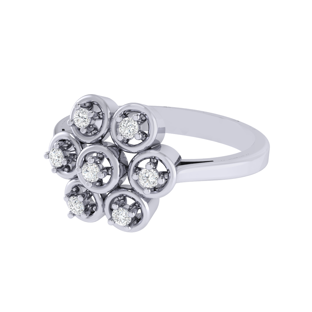 Diamtrendz 925 sterling silver white gold plated cubic zirconia floral ring