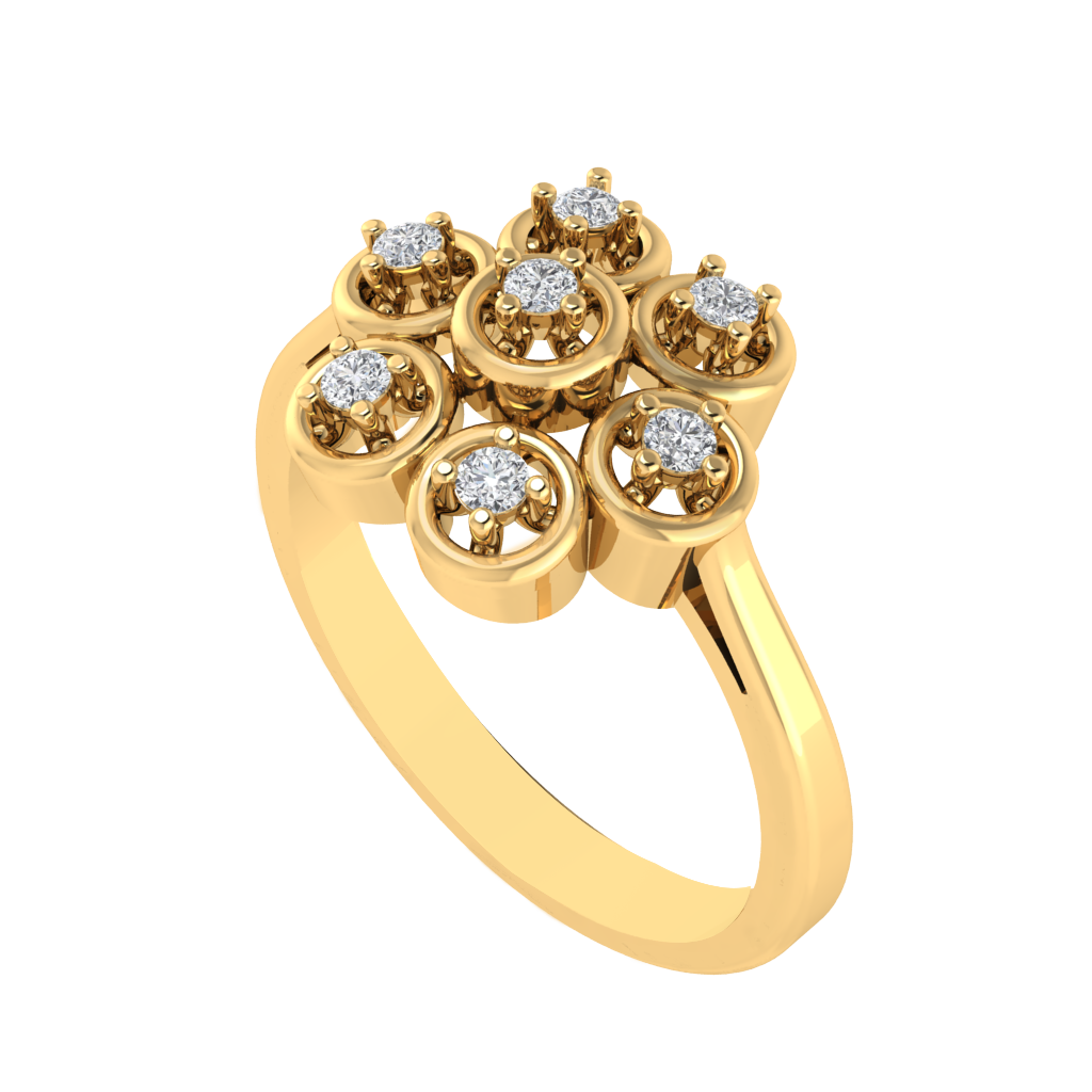 Diamtrendz 925 sterling silver yellow gold plated cubic zirconia floral ring