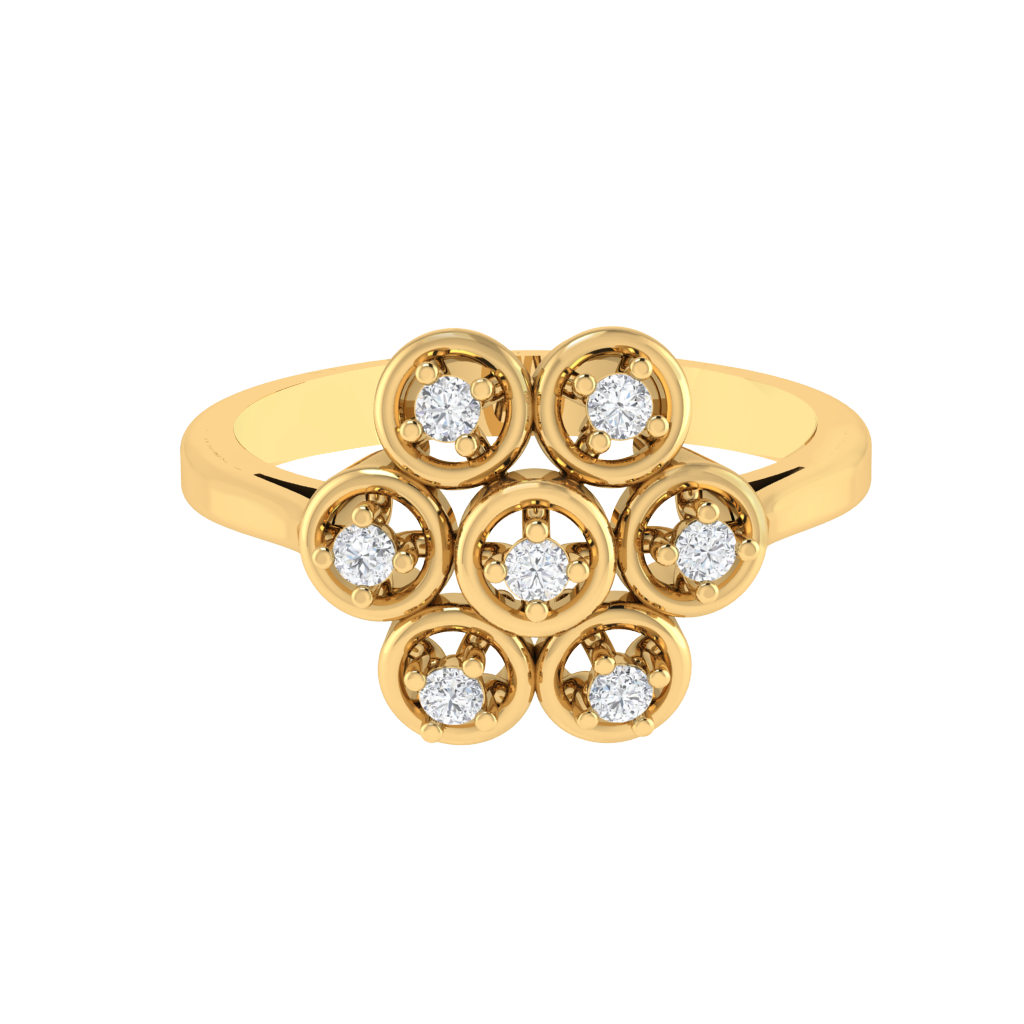 Diamtrendz 925 sterling silver yellow gold plated cubic zirconia floral ring