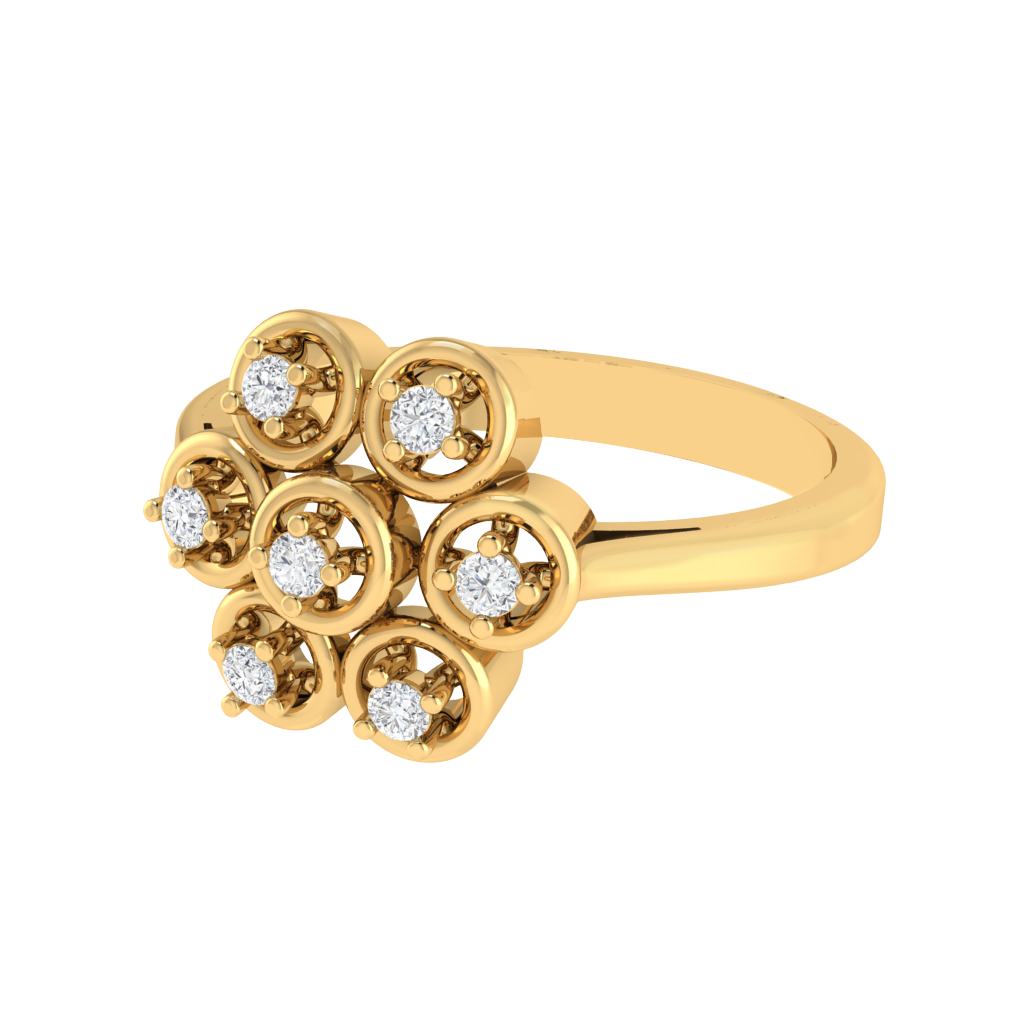 Diamtrendz 925 sterling silver yellow gold plated cubic zirconia floral ring