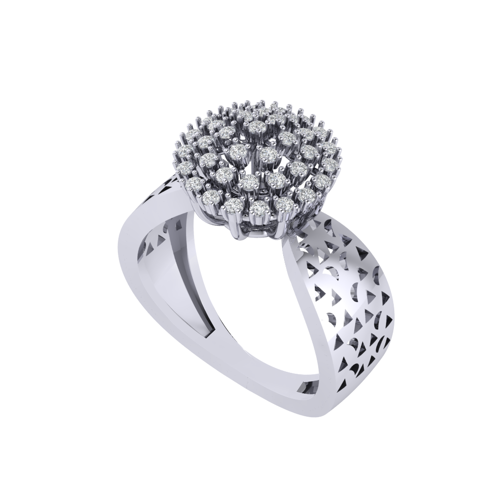 Diamtrendz 925 sterling silver white gold plated cubic zirconia cluster ring