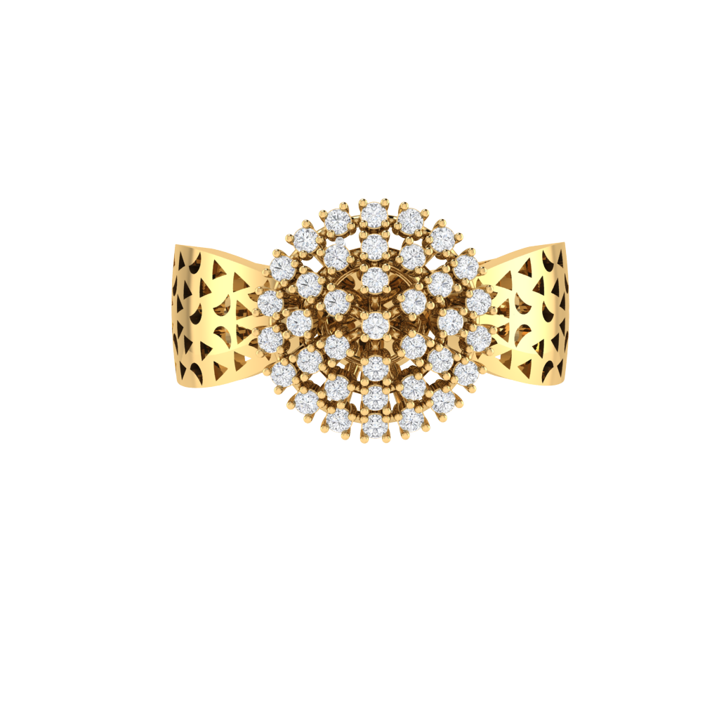Diamtrendz 925 sterling silver yellow gold plated cubic zirconia cluster ring