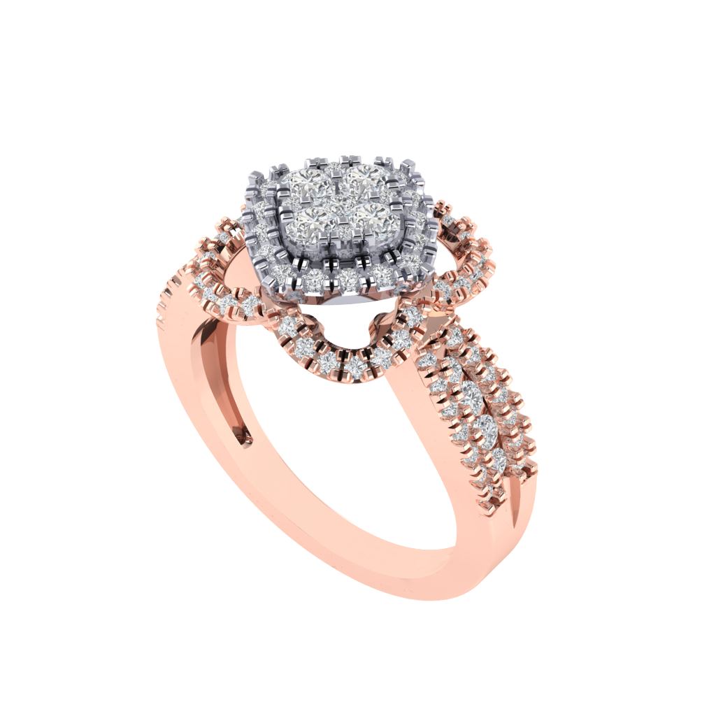Diamtrendz 925 sterling silver rose gold plated cubic zirconia floral ring