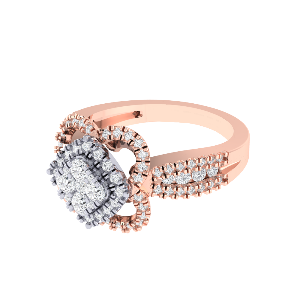 Diamtrendz 925 sterling silver rose gold plated cubic zirconia floral ring