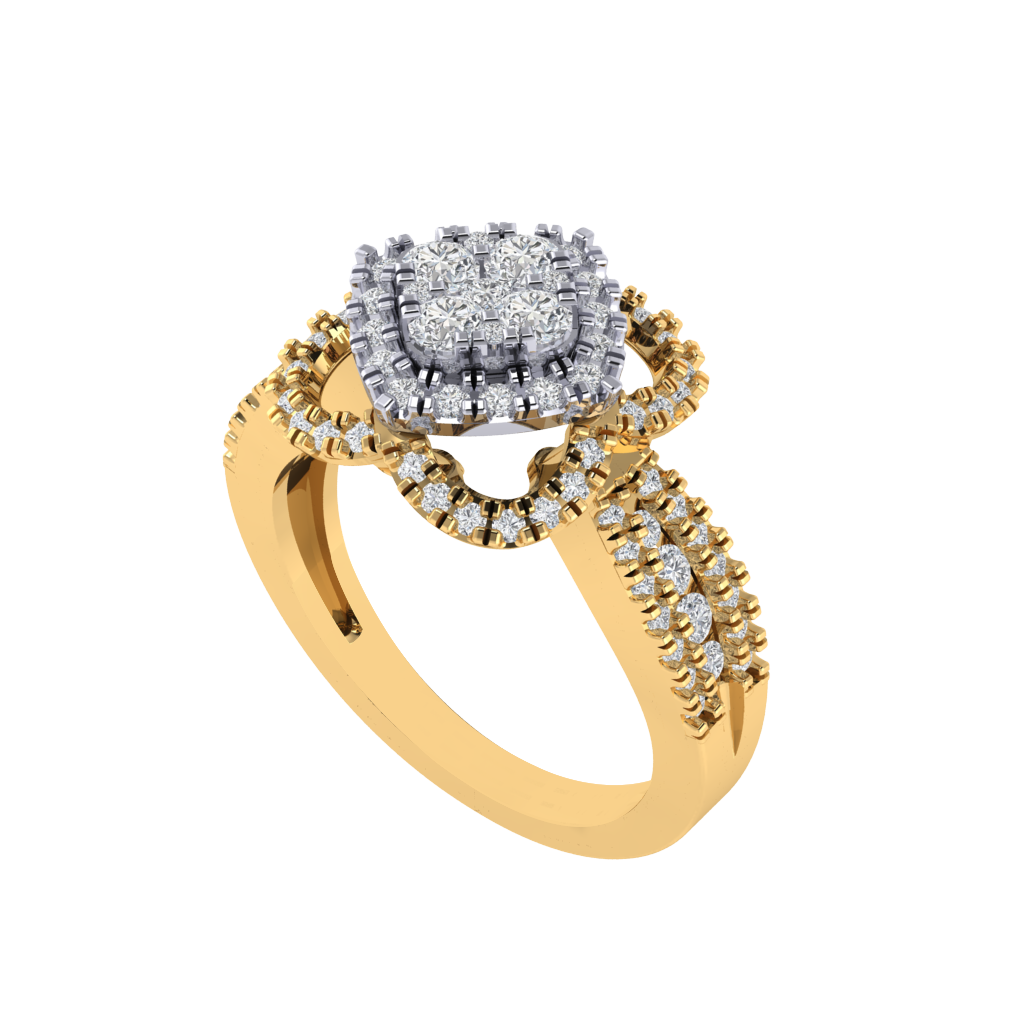 Diamtrendz 925 sterling silver yellow gold plated cubic zirconia floral ring