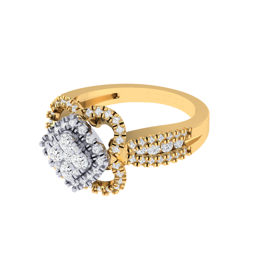 Diamtrendz 925 sterling silver yellow gold plated cubic zirconia floral ring