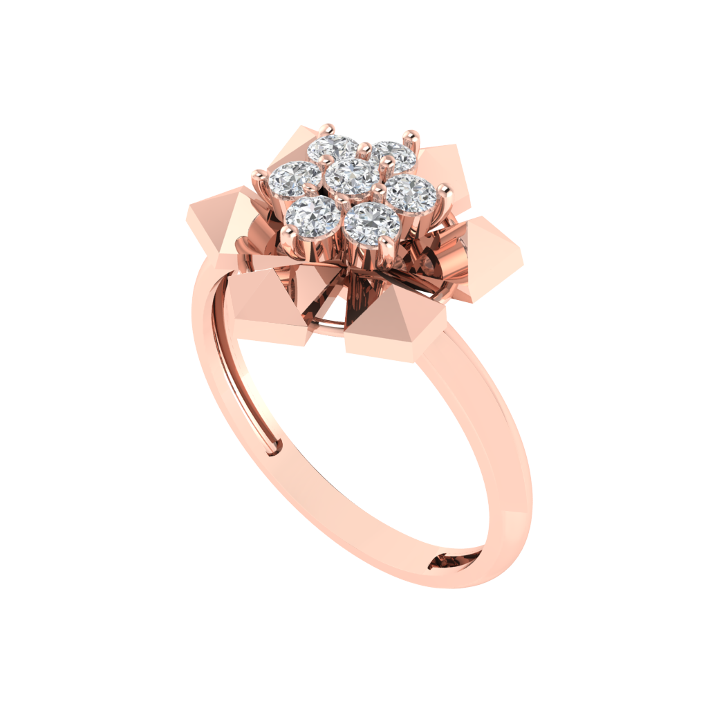 Diamtrendz 925 sterling silver rose gold plated cubic zirconia floral ring