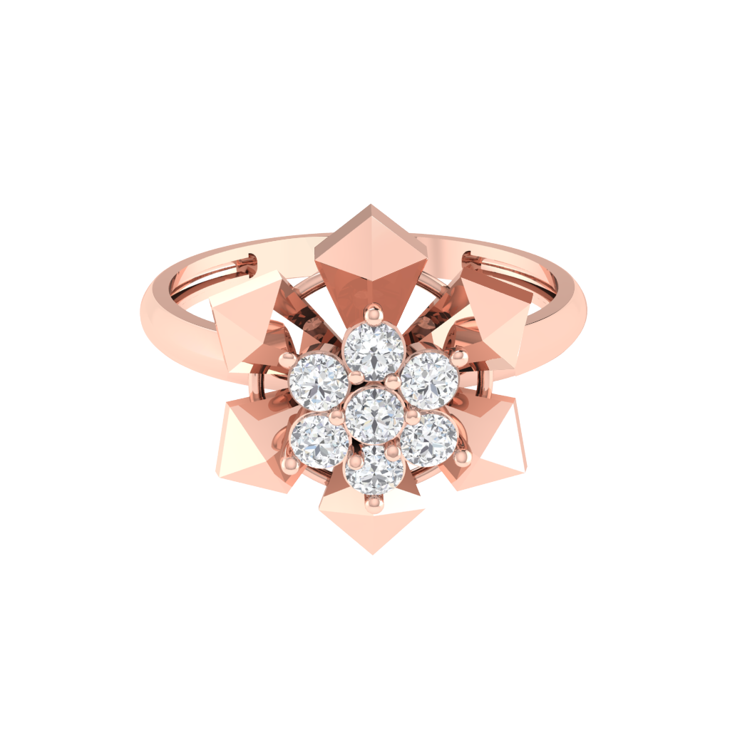Diamtrendz 925 sterling silver rose gold plated cubic zirconia floral ring