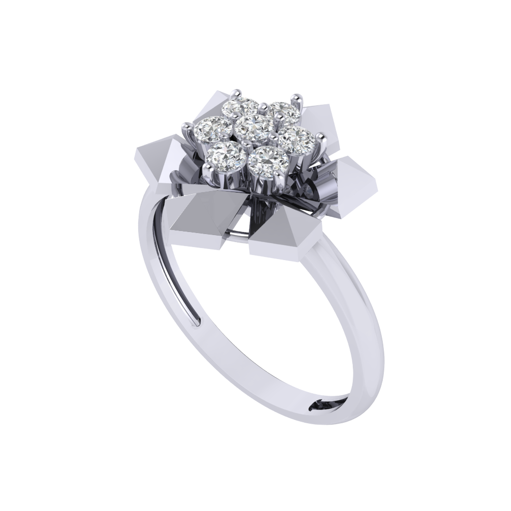 Diamtrendz 925 sterling silver white gold plated cubic zirconia floral ring