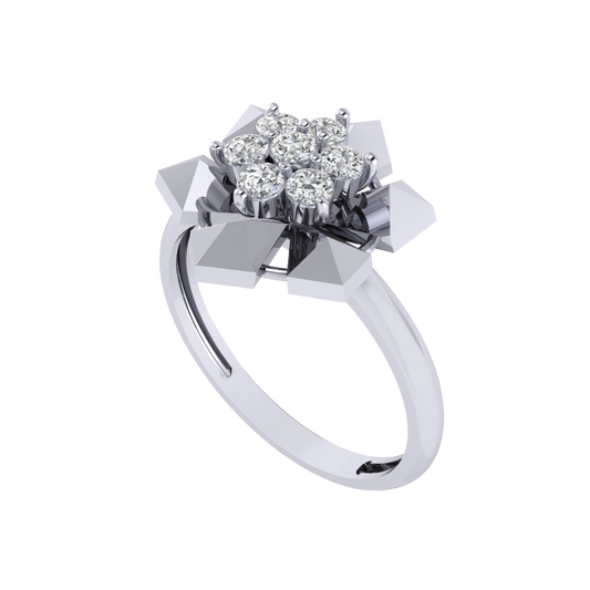 Diamtrendz 925 sterling silver white gold plated cubic zirconia floral ring