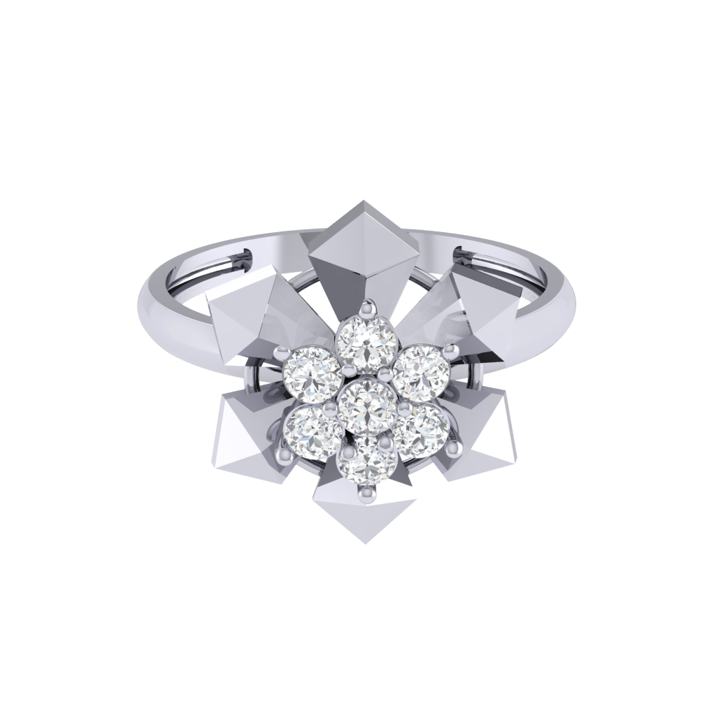 Diamtrendz 925 sterling silver white gold plated cubic zirconia floral ring