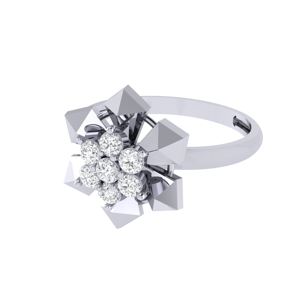 Diamtrendz 925 sterling silver white gold plated cubic zirconia floral ring