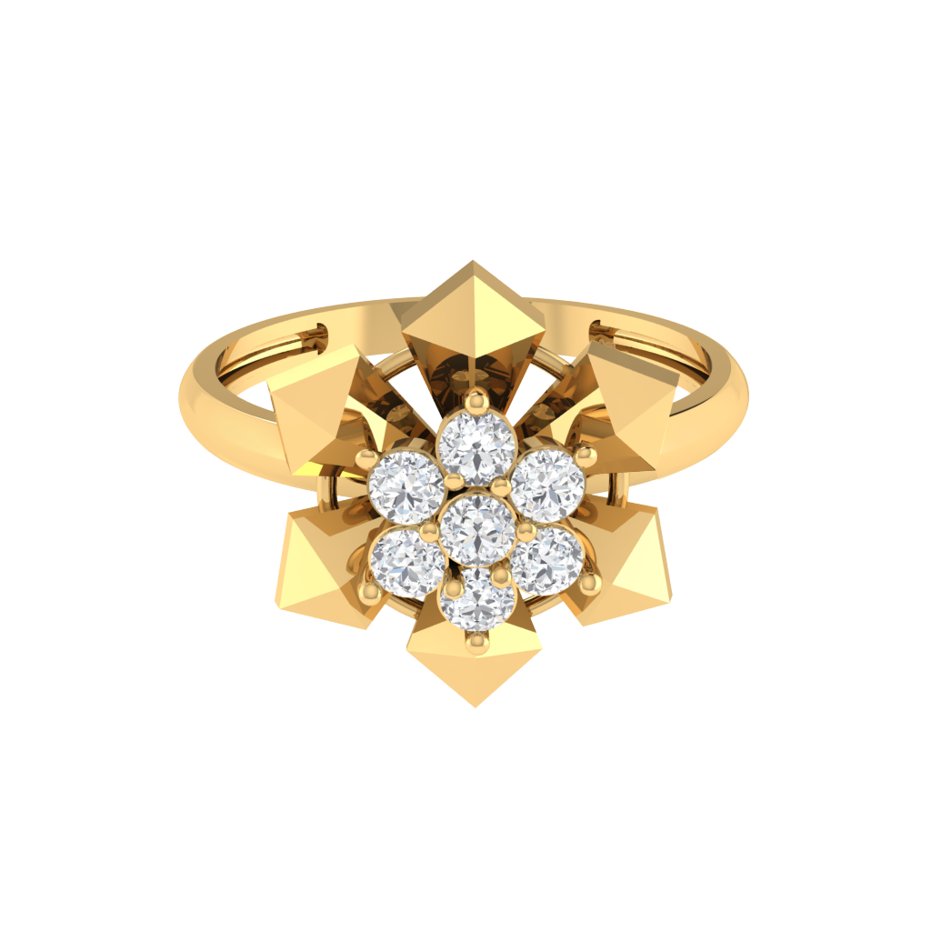 Diamtrendz 925 sterling silver yellow gold plated cubic zirconia floral ring
