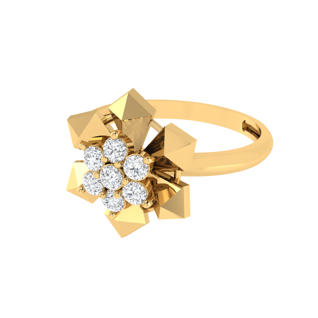 Diamtrendz 925 sterling silver yellow gold plated cubic zirconia floral ring