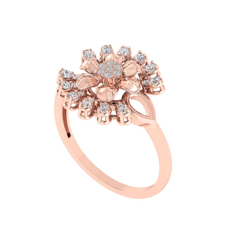 Diamtrendz 925 sterling silver rose gold plated cubic zirconia floral ring